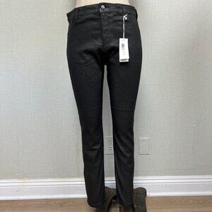 NWT AG Adriano Goldschmied Farrah Skinny Ankle Metallic Black Jeans 32 $225